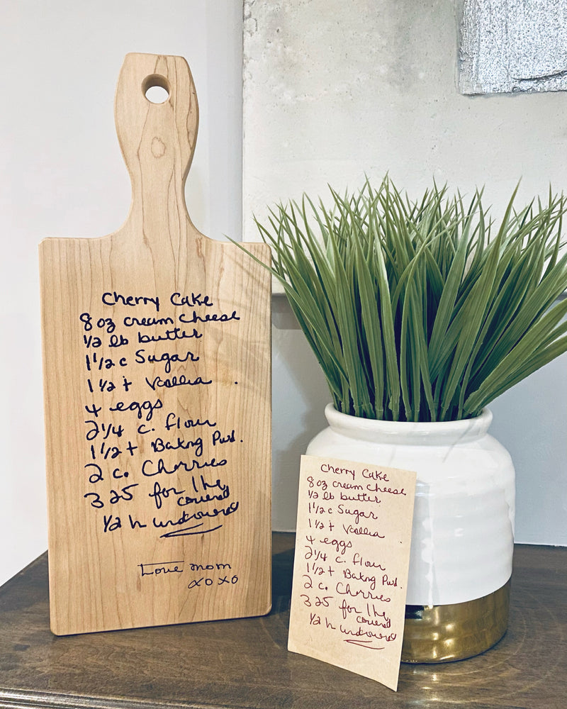 Maple Personalized recipe cutting board - from your old handwritten recipe