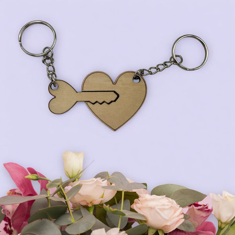 Heart & Lock Keychain - 2 Pack